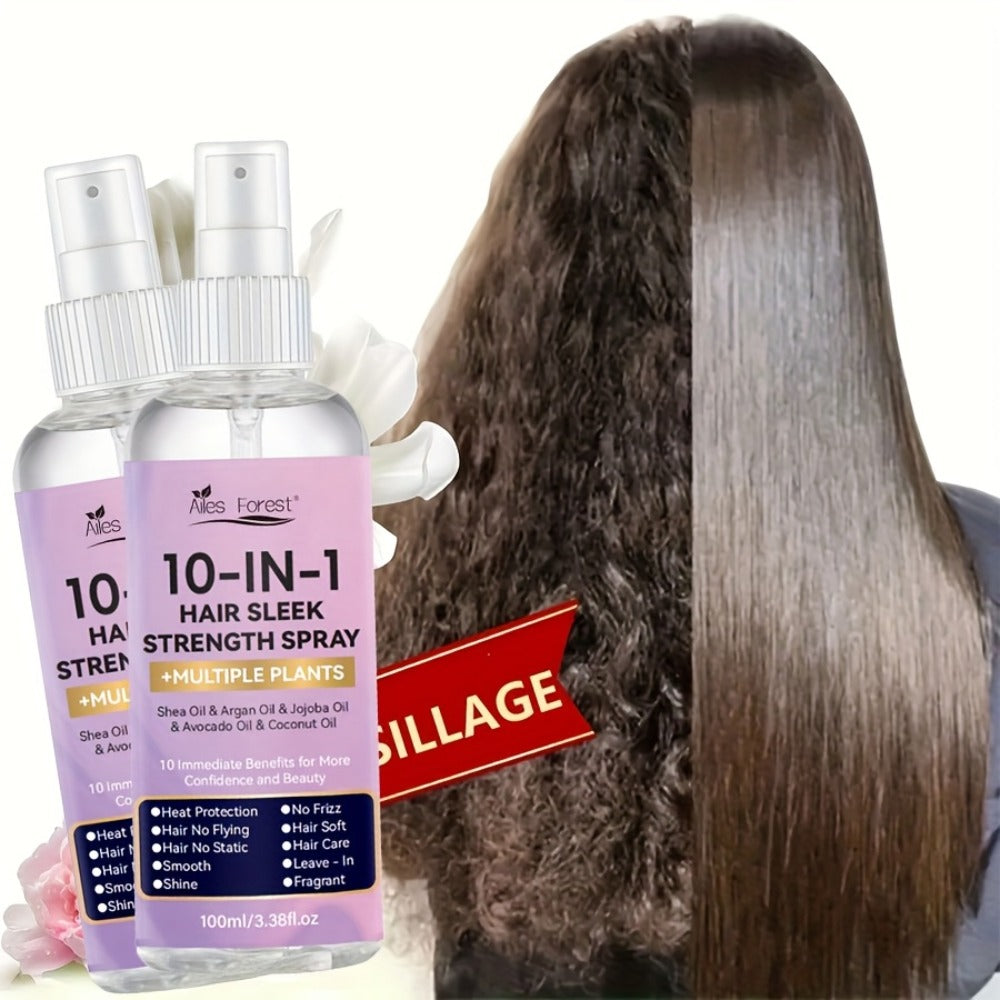 Hair Care Spray 10-in-1 No-Rinse Leave-In Conditioner — Fragrance-Free, Anti-Frizz, Detangling, Shine-Boosting, Plant-Based Formula for Dry Damaged Hair, All Hair Types, 100ml