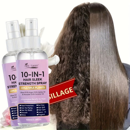 Hair Care Spray 10-in-1 No-Rinse Leave-In Conditioner — Fragrance-Free, Anti-Frizz, Detangling, Shine-Boosting, Plant-Based Formula for Dry Damaged Hair, All Hair Types, 100ml