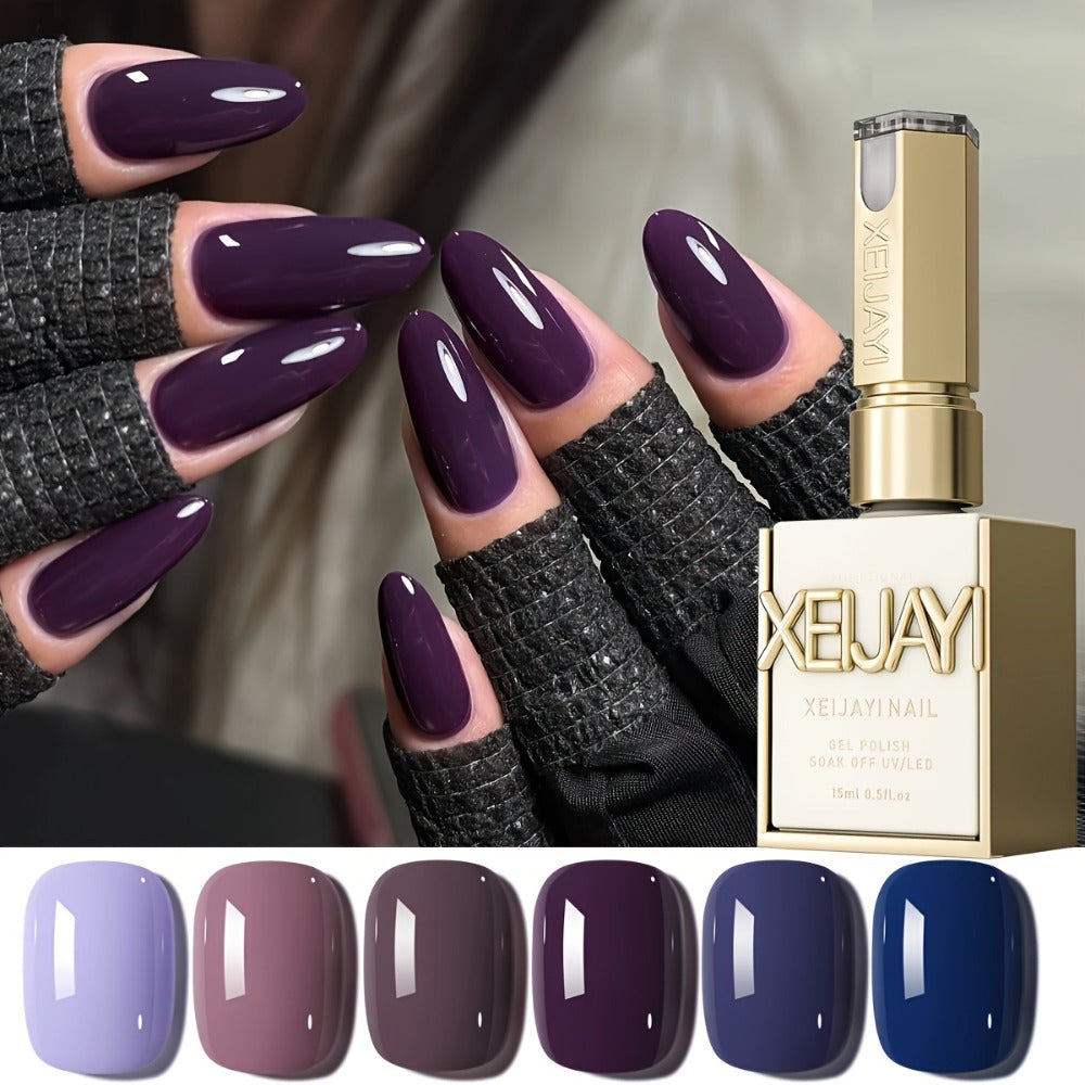 XEIJAYI 6colors 0.51oz New Popular Nail Gel Semi Permanent Nail Art Soaking LED Nail Salon Nail Salon Gel