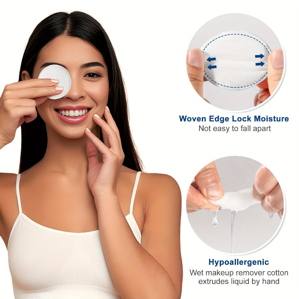 [Makeup Remover Pads] Cottonessence 600count Exquisite Makeup Rounds,Soft,Hypoallergenic and absorbent, 360-degree circular locking edge,Lint-Free Edge Sealing,Unscented,,Makeup Remover Pads, disposable pads for beauty and the delicate girls