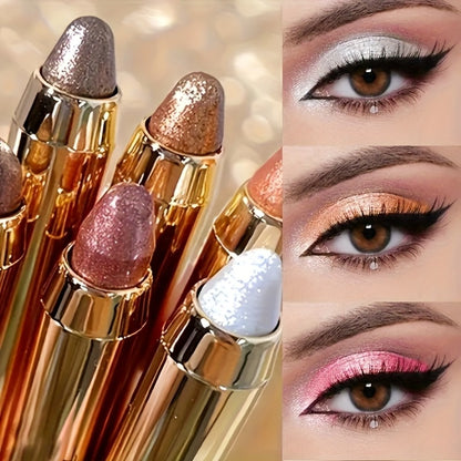 Eyeshadow Stick 6pcs Shimmer Double Head Highlighter Pen One Touch Application Luminous Eye Makeup - Plant-Based Squalane Formula for Beginners & Beauty Lovers