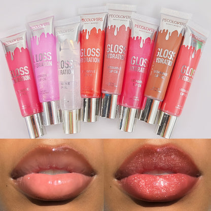 Lip Gloss Set 8 Pieces — Pearlescent Glitter Shine, Moisturizing Lip Oil Formula, Long-Lasting Shiny Finish, Multi-Shade Collection for Everyday & Glam Looks
