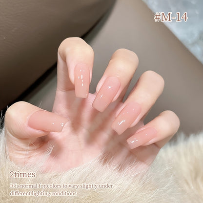 Jelly Gel Nail Polish Set 6 Colors Glass Nail Look Translucent Buildable Coverage 0.51oz Each - Semi-Permanent Soak-Off UV LED High-Gloss Salon Finish Nail Art Kit for Women Shades M14 M16 M17 M18 M19 M20