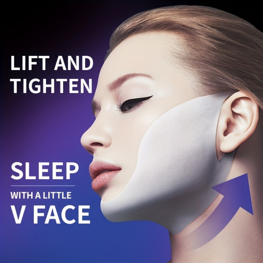 ILISYA V Shaped Double Chin Gel Mask 7pcs, V Line Chin Lifting Strap, Toning Hydrogel Collagen Face Mask with Hyaluronate And Coffee Extract, Firming Tightening Skin Chin Up Sculpting Tape, Neck Jawline Lift Belt