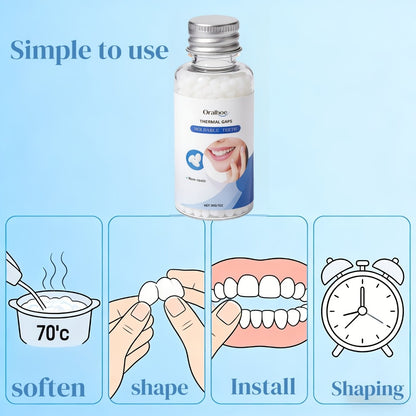 Temporary False Tooth Kit DIY Cosmetic Dental Repair Realistic Moldable Thermoplastic for Missing Broken Teeth Secure Fit Eating Daily Wear Men Women Elderly 30g