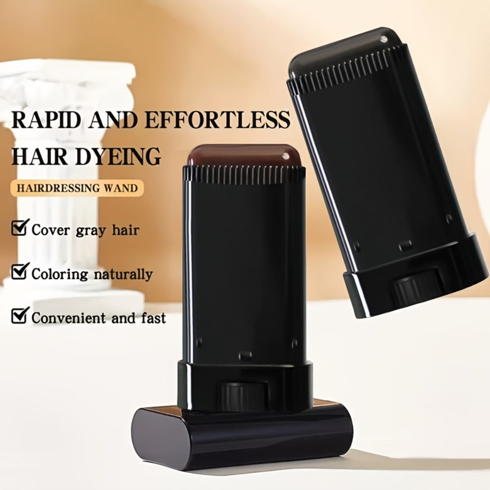 Hair Color Stick with Comb — Waterproof, Sweat-Resistant, Instant Gray Root Coverage, Plant-Based Squalane Formula, Easy to Clean, 3 Shades: Black, Black Brown, Brown