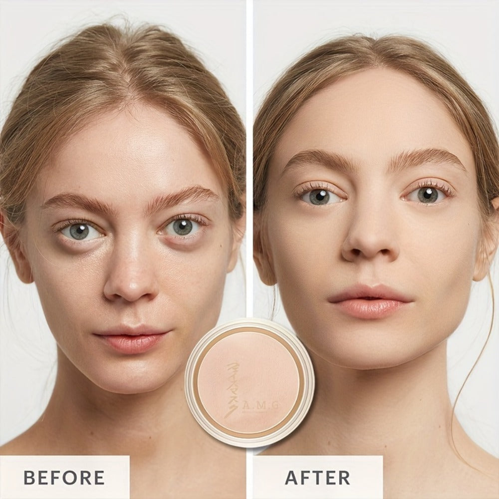 Setting Powder Concealer Kit with Puff & Brush Wet Dry Formula Oil Control Water Resistant Long Lasting - Ivory White Natural Bright Shades Face Makeup