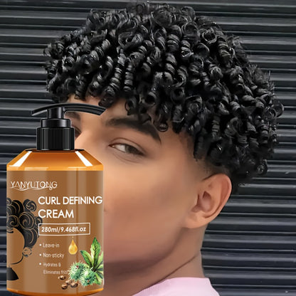 Curl Setting Cream with Castor Oil 280ml - Moisturizing, Long-Lasting Shape & Frizz Control, Non-Greasy Formula for Wavy, Curly & Straight Hair, Adults