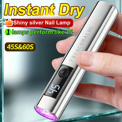 LED Nail Lamp Portable Handheld — Mini USB Gel Nail Dryer with LCD Display for Fast Curing Gel Polish, Compact Nail Light for Manicure Pedicure at Home & Salon, Available in Gold, Rose Gold & Metal