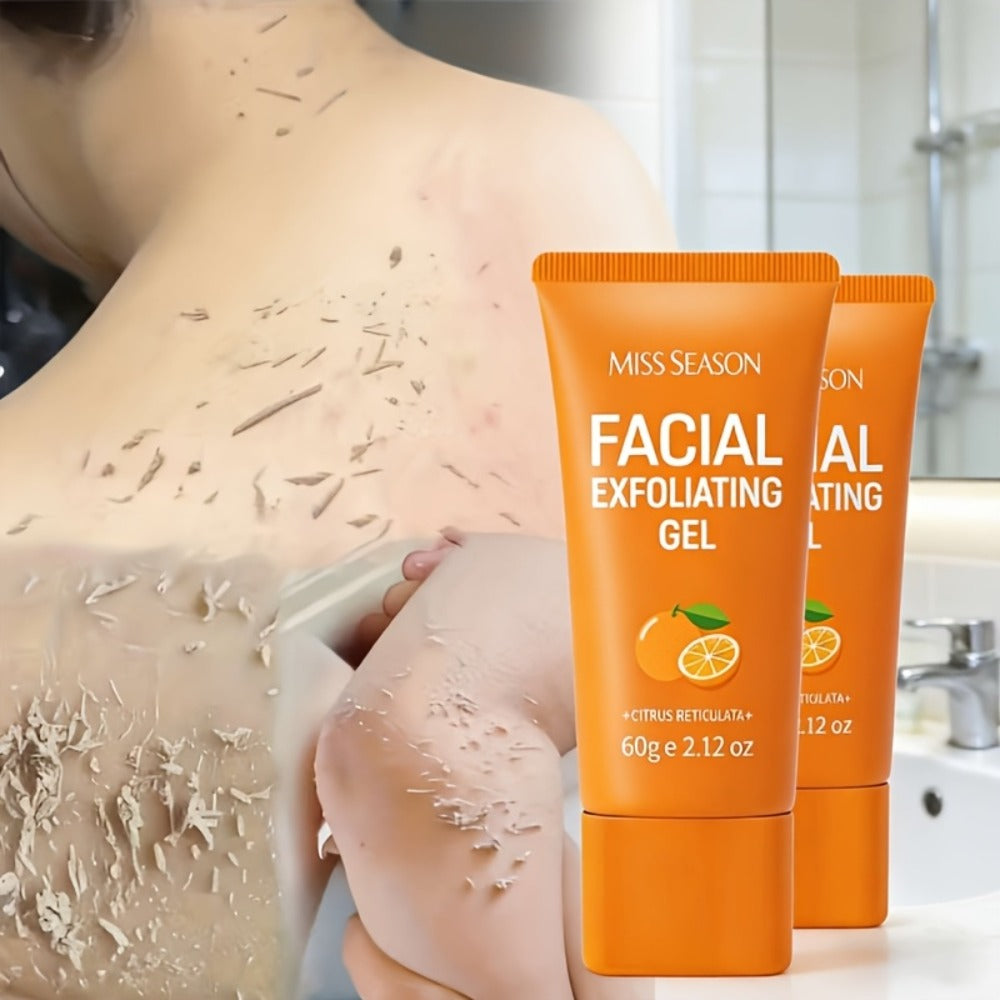 Facial Exfoliating Gel with Orange Enzyme 60g – Gentle Face & Body Scrub, Deep Pore Cleansing, Brightening, Moisturizing, Hypoallergenic for All Skin Types, 2-Pack