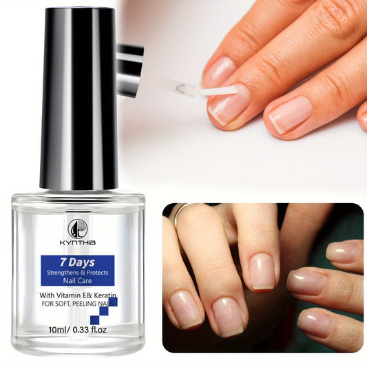 Nail Strengthener Oil with Vitamin E & Keratin — 7 Days Protection Nail Care Serum for Soft Peeling Chipping Nails Hyaluronic Acid Jojoba Oil Anti-Breakage Nail Treatment 10ml 0.34oz