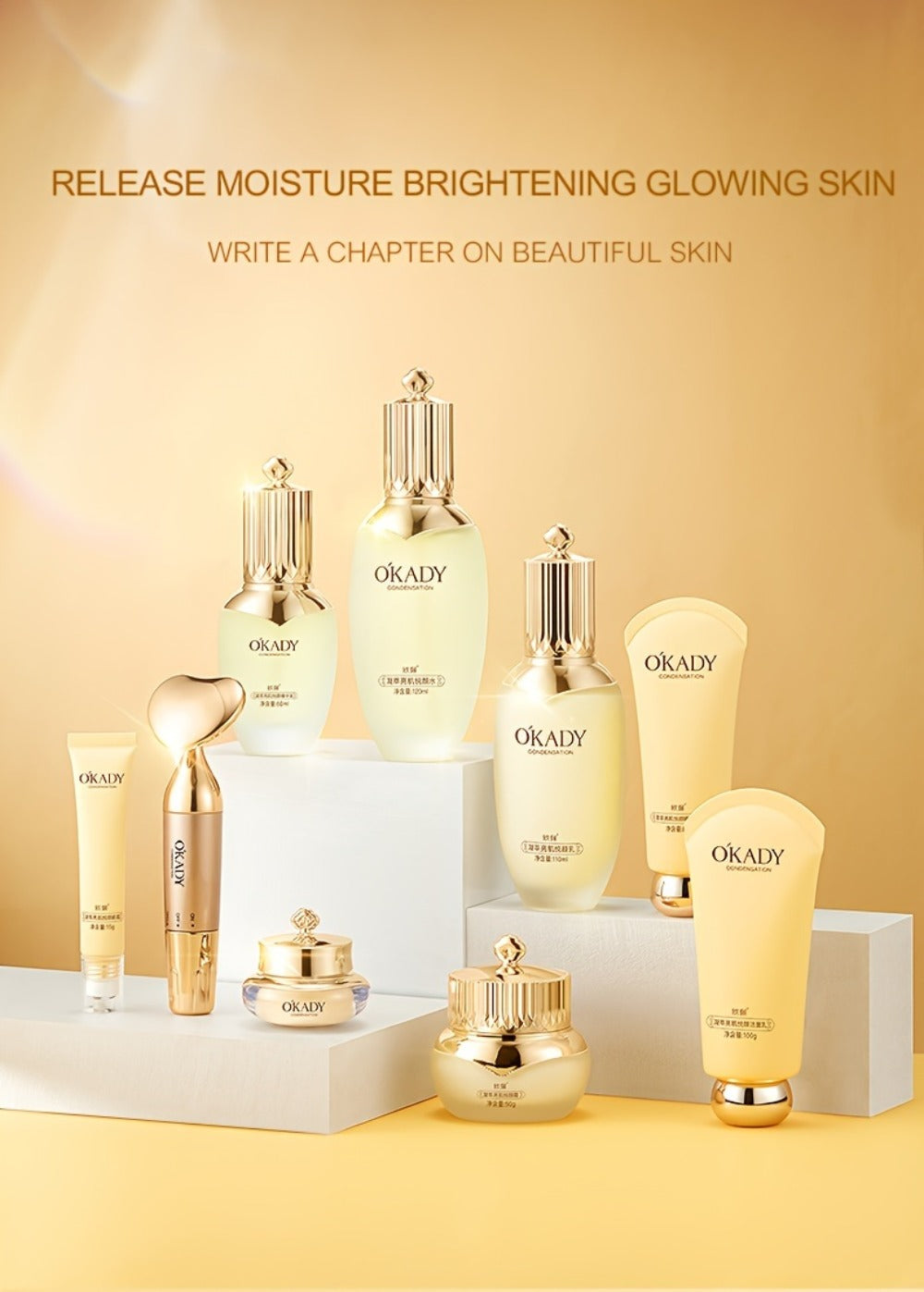 OKADY Ginseng Skincare Set | Make Skin Younger-Looking Alcohol-Free Hypoallergenic Cleansing, Purifying Skin Quick Absorption Facial (Ginseng - 9pcs Set) A Gift for A Lady. Thanksgiving Gift Send Mom, Send Girlfriend
