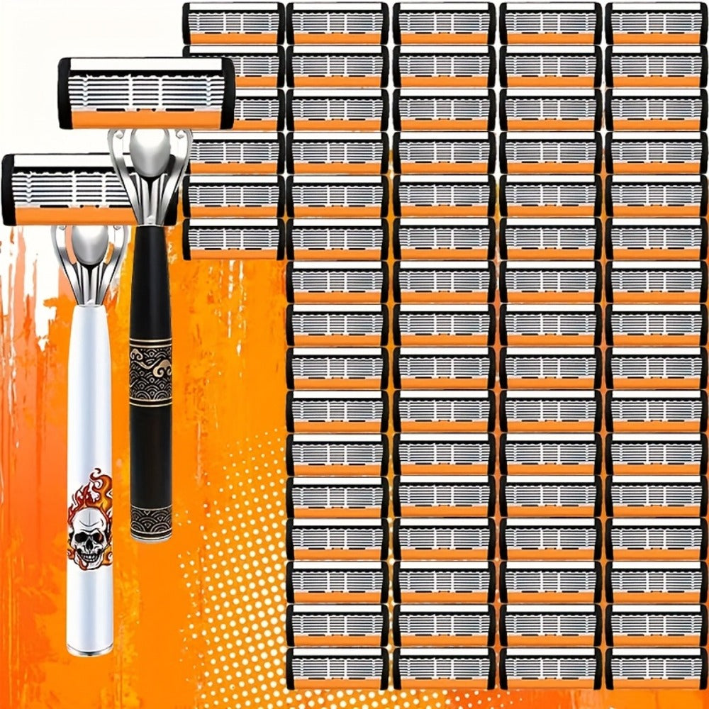 Luxurious And Trendy Men's Shaver with 72 Ultra-sharp And Durable Stainless Steel Blades for Smooth Shaving. 2 Anti-slip Handles That Are Incredibly Smooth. A Must-have for Business Trips, Travels, And Festivals