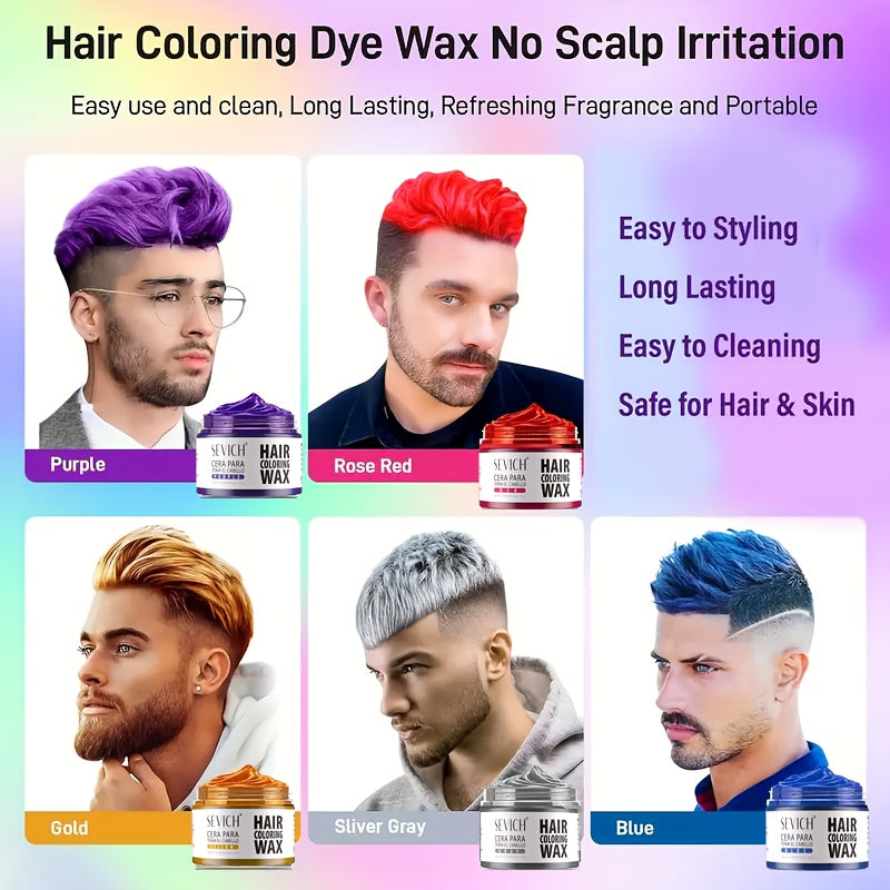 SEVICH Hair Dye Wax - Fun, Temporary Hair Coloring for Parties, Cosplay & Festivals - Instant Color Change & Strong Hold Styling Wax