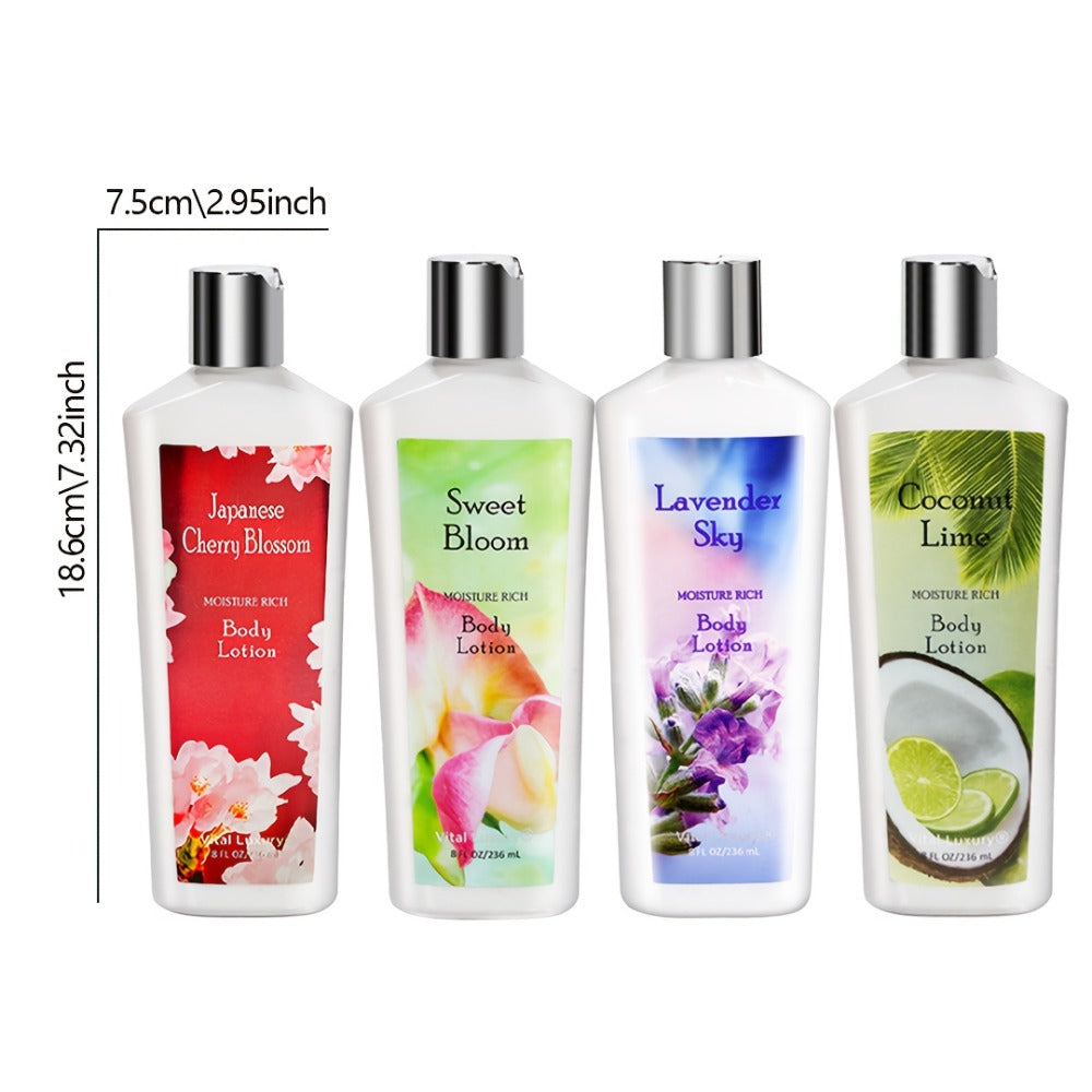 Body Lotion Moisturizing | 4 Floral Fragrances — Lavender, Sweet Bloom & Coconut Lime with Vitamin C & Glycerin for Smooth, Radiant Skin, All Skin Types, 2-Pack Gift Set