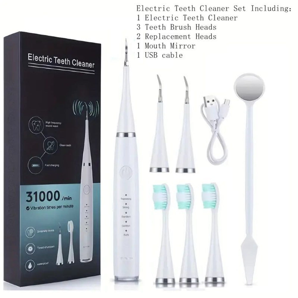 Electric Teeth Cleaner, USB Rechargeable Teeth Cleaning Tool Kit, 5 Cleaning Modes, Promote Gum Health, Suitable for Family And Friends Holiday Gifts