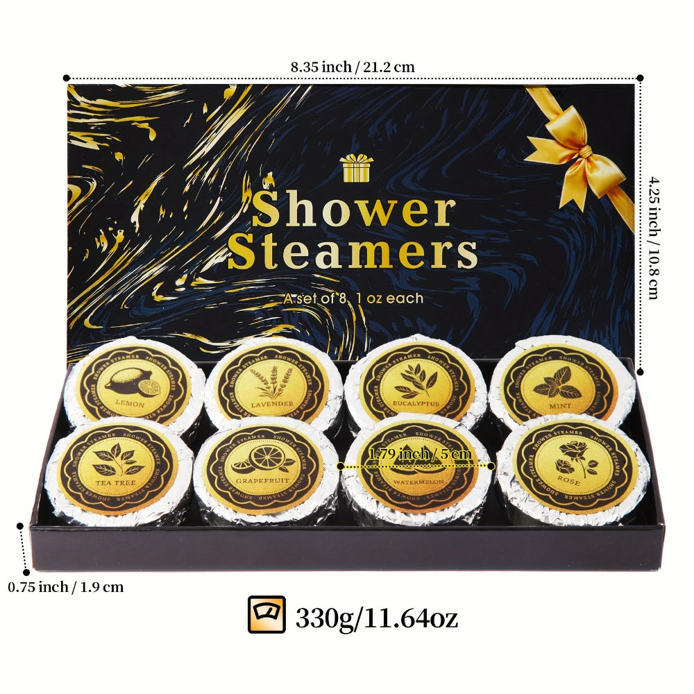 Shower Steamers 8pcs Essential Oil Self Care Bath Bombs for Lavender, Eucalyptus, Rose, Lemon, Tea Tree, Peppermint, Grapefruit, Watermelon. Gift for Women and Men, Perfect for Halloween and Christmas Gift, Travel Daily Necessities-Local Warehouse