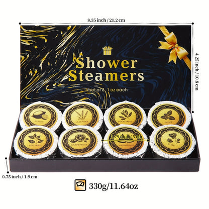 Shower Steamers 8 Pack Essential Oil Aromatherapy - Lavender, Eucalyptus, Rose, Peppermint & More Scents | Self Care Bath Bombs Gift Set for Women & Men, 30g Each