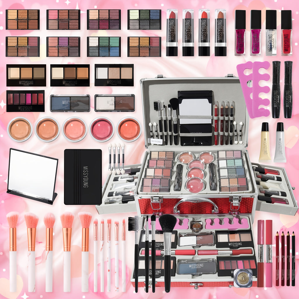 106pcs of Luxury Cosmetics Gift Box, Eyeshadow Palette, Lip Gloss Set Lipstick Concealer Blush Mascara Eyeliner Loose Powder Brush in a Makeup Gift Set, Perfect for Mom, Best Friend, Or Loved One on Birthday