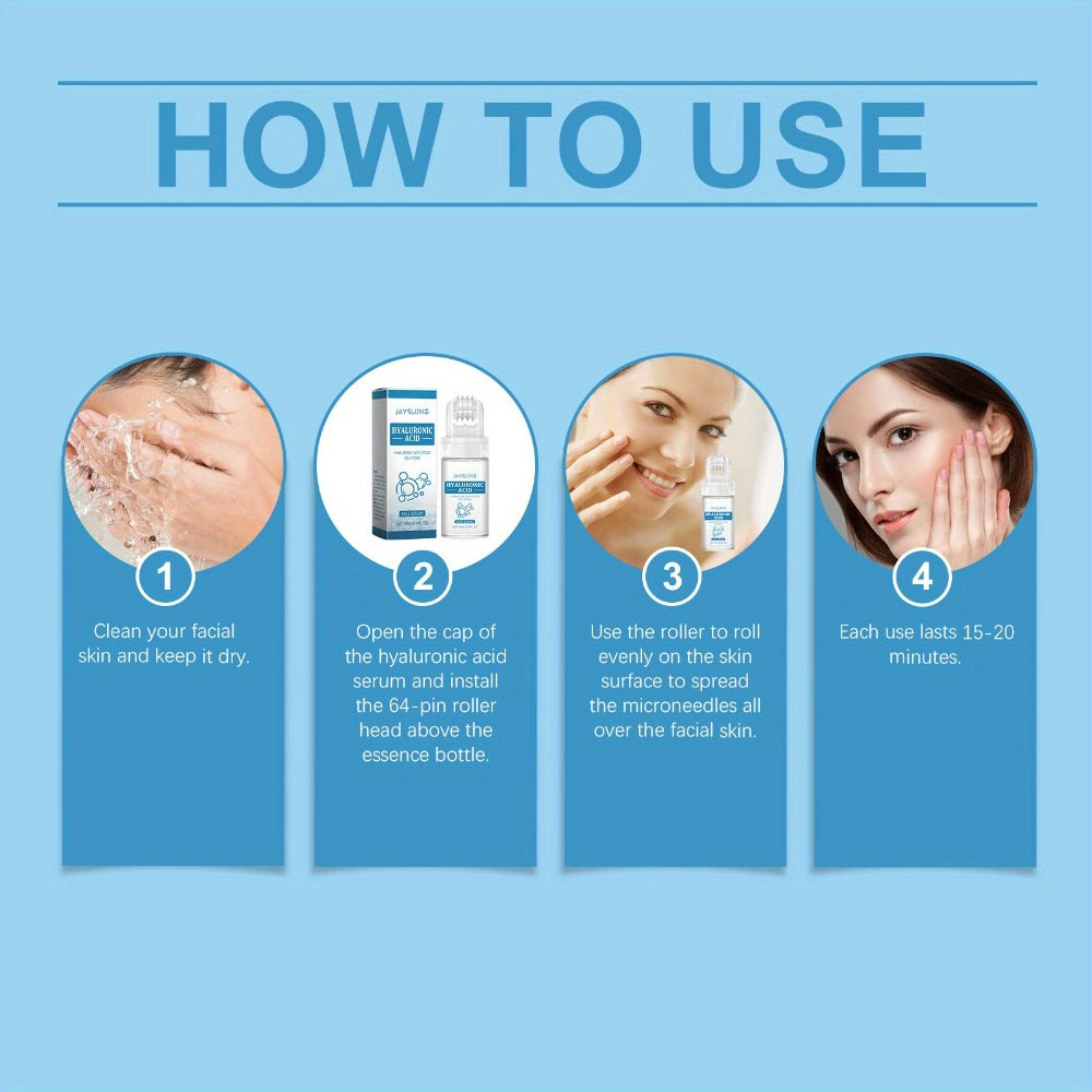 2/4Set Micro Infusion System Hyaluronic Acid Facial Serum, Smooth Skin Facial Serum Roller with Collagen And Elastin Moisturizes Skin Care Serum Enhances Skin Elasticity, Facial Serum for All Skin Types, Microneedle Length 0.25Mm