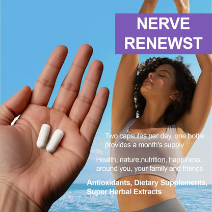 Nerve Renew Capsules with Vitamin B Complex & R-Alpha Lipoic Acid – Neuro Botanical Antioxidant Blend for Nerve Health, Energy & Active Lifestyle | Daily Supplement for Women & Men | 60 Capsules