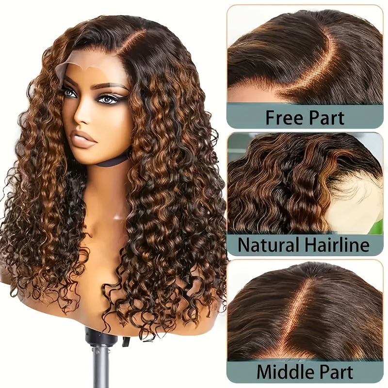 Lace Front Wig Human Hair 13x4 HD Lace Deep Wave Glueless Wig Pre Cut Pre Plucked with Baby Hair Natural Black Mixed Color 14-34 Inch High Gloss Everyday Special Events