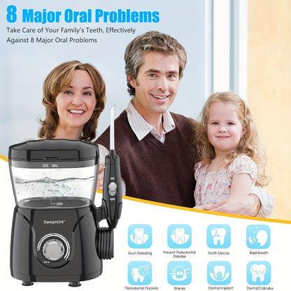 Water Flosser for Teeth & Braces 600ml Large Tank 10 Adjustable Pressure Levels 8 Nozzles IPX4 Waterproof Professional Oral Irrigator Desktop Electric Dental Flosser for Adults Family Use