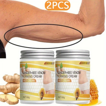 Firming Body Cream with Ginger & Bee Venom - Hydrating Tightening Lotion with Glycerin, Aloe Vera & Vitamin E for Abdomen, Arms, Legs & Waist, All Skin Types