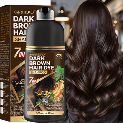 Hair Dye Shampoo with Natural Plant Pigments – Covers Gray Hair Fast | 16.91oz Color Shampoo in Black, Red, Brown, Dark Brown & Chestnut Brown for Women & Men