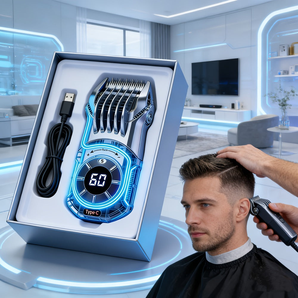 Hair Clipper Set for Men Professional Electric Beard Trimmer Rechargeable 5-Speed LED Display Hair Carving Grooming Kit Father's Day Gift