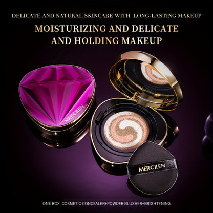 BB Cream Air Cushion Foundation Moisturizing Medium Coverage Natural Finish Plant Squalane Glycerin Tri-Color Nourishing for All Skin Tones
