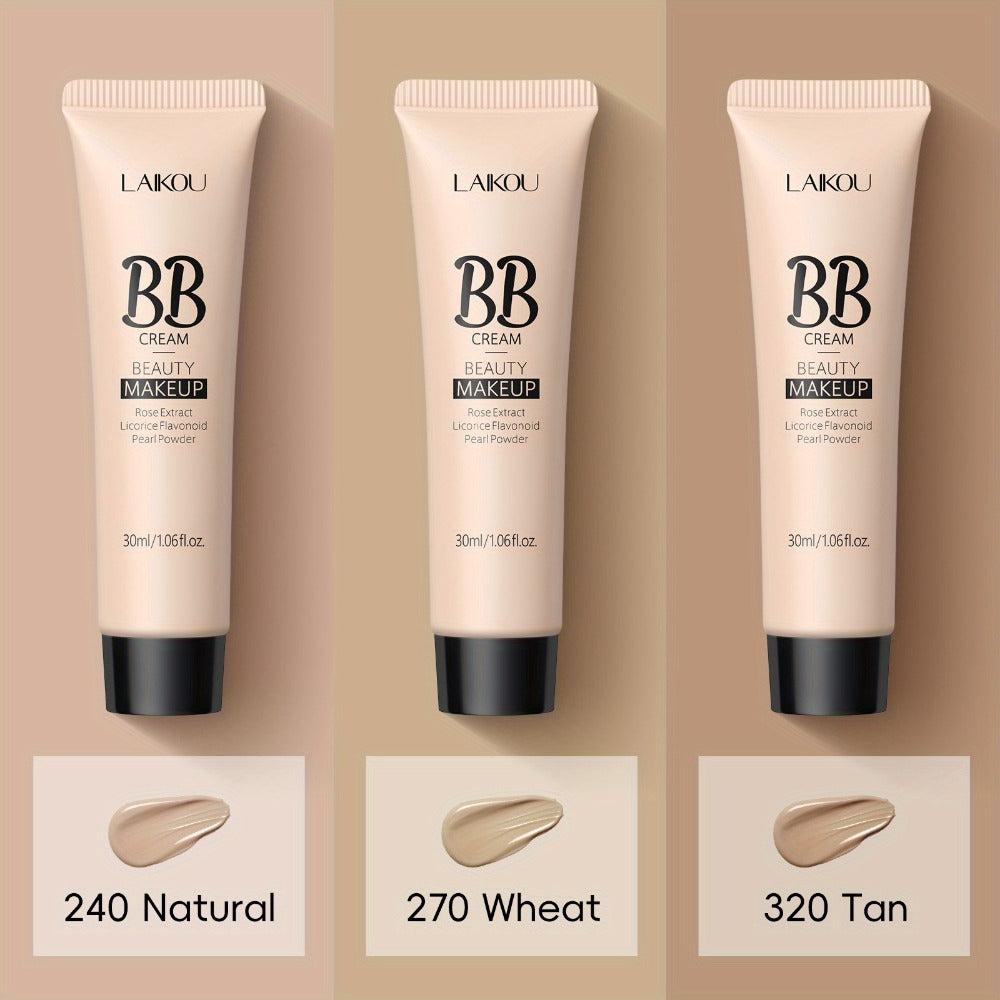 BB Cream 2PCS Set by LAIKOU – Waterproof Long-Wearing Foundation with Pore-Minimizing & Blemish-Covering Concealer, Glycerin-Infused Formula, 9 Shades, 30ml/1.06fl.oz Each