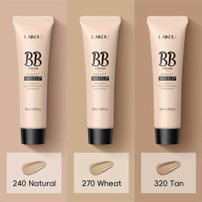 BB Cream 2PCS Set by LAIKOU – Waterproof Long-Wearing Foundation with Pore-Minimizing & Blemish-Covering Concealer, Glycerin-Infused Formula, 9 Shades, 30ml/1.06fl.oz Each
