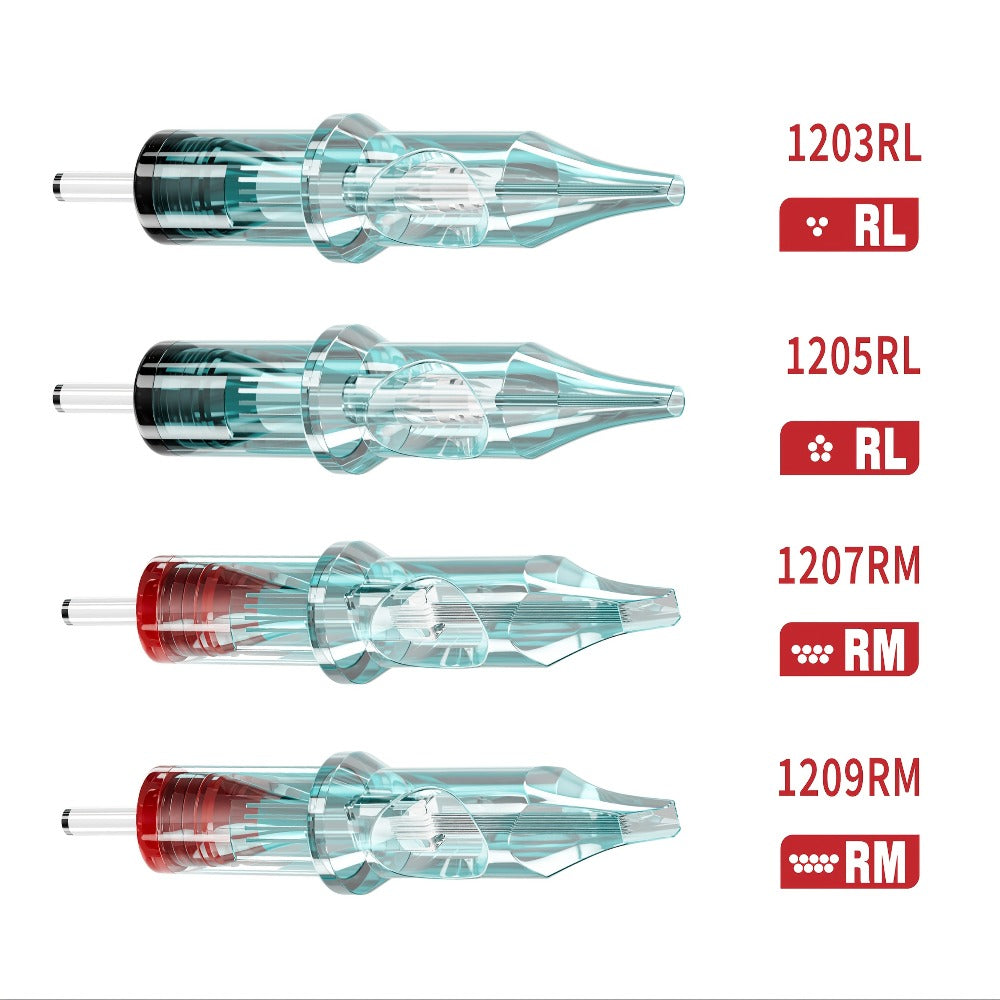 20/50pcs Neebol Tattoo Cartridge Needles Standard Bugpin Round Liner Curved/Round Magnum #10 #12 - Assorted Disposable Tattoo Needle Mixed 03 05 07 09 11 - Tattoo Supplies for Beginners And Artists, Body Art Makeup Gift