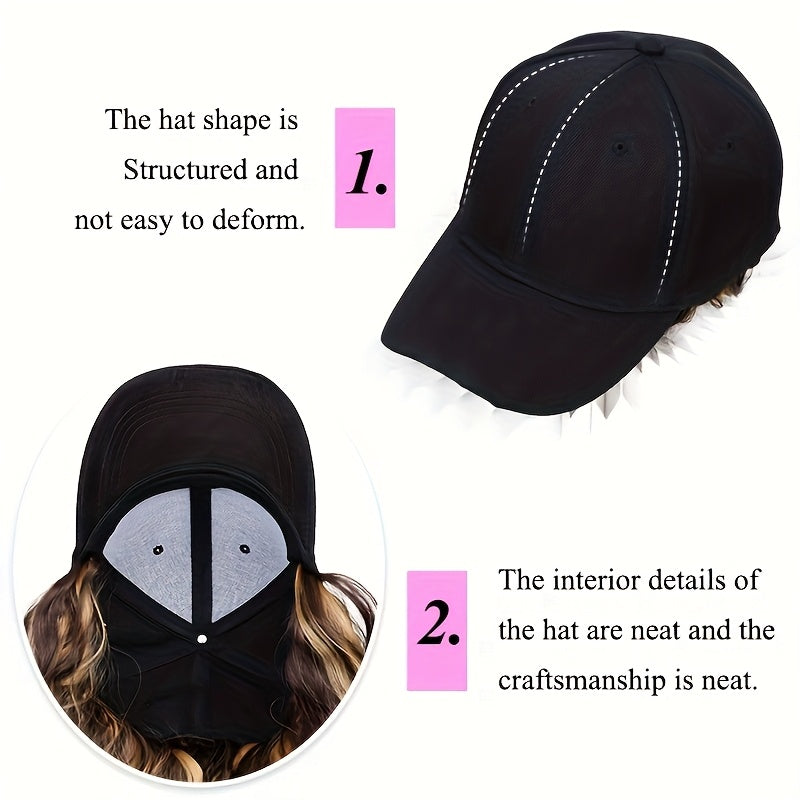 Heat-resistant Women's Black Synthetic Wig - Long Curly Wavy Hair Extensions with Adjustable Baseball Cap, Cosplay, Weddings, And Filming - Natural Volume And Elastic Net Base Ensure A Secure Hair Colors And Occasions, Cosplay Accessories