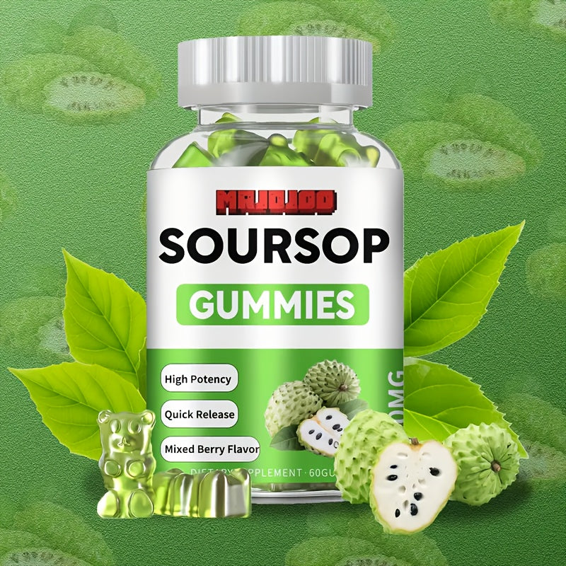 [Antioxidant Soursop Gummies] 2000mg Soursop Graviola Gummies | Supports Digestion, Provides Antioxidant Benefits for Man And Woman - 60 Gummies Per Bottle