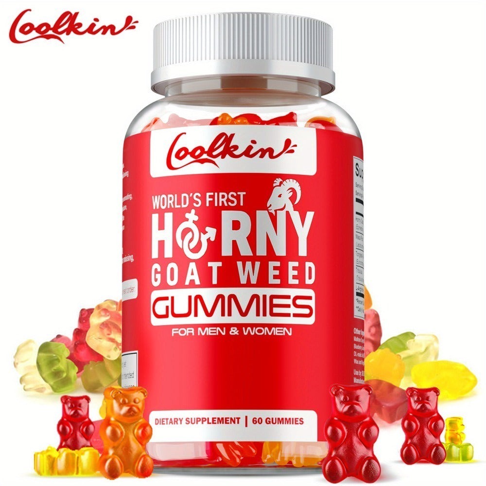 Horny Goat Weed Gummies - with Maca Root, Tongkat Ali Root, Tribulus, L-Arginine, Supports Men's Health - 60pcs