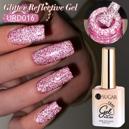 Gel Nail Polish Reflective Glitter - UR SUGAR 15ml Fluorescent Neon Shimmer Soak Off UV LED Semi Permanent Nail Art Varnish Manicure