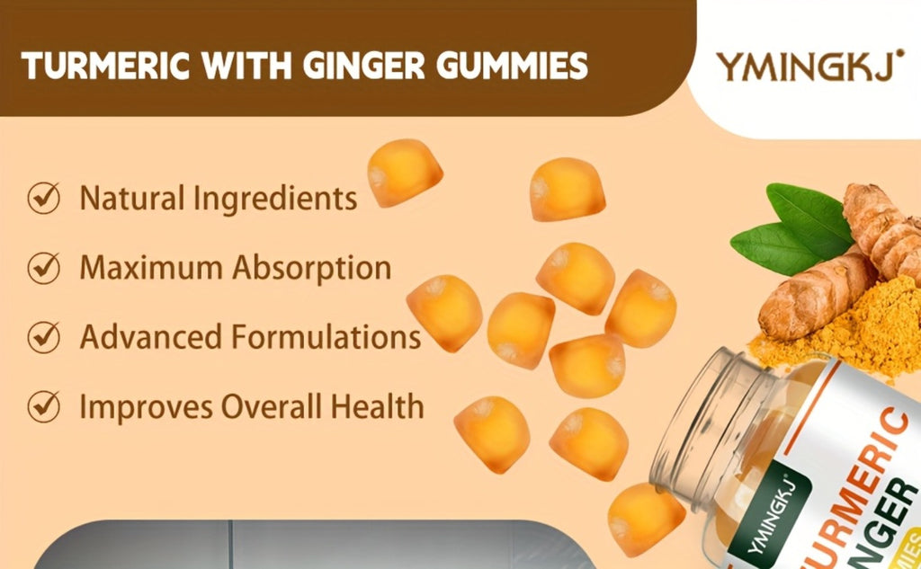 1 Bottle Containing 60pcs High Quality Turmeric Gummies It Contains High Quality Turmeric Black Pepper And Mint It Is A Turmeric Supplement with High Absorption Beneficial for Health