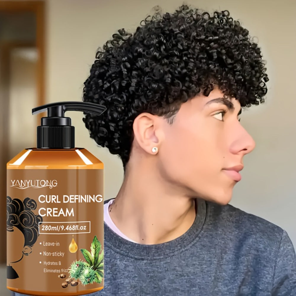 Curl Setting Cream with Castor Oil 280ml - Moisturizing, Long-Lasting Shape & Frizz Control, Non-Greasy Formula for Wavy, Curly & Straight Hair, Adults