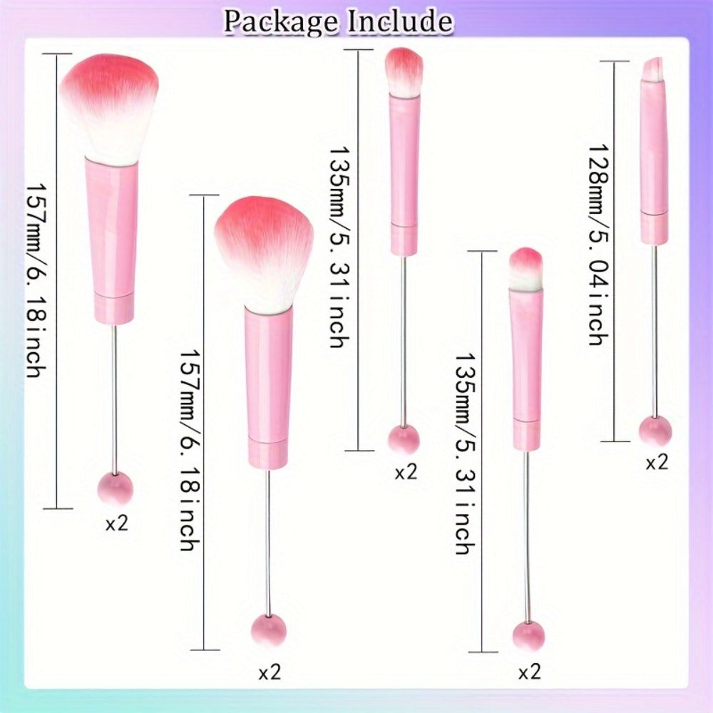 Beadable Makeup Brushes Set, Christmas Red & Green Holiday Cosmetic Brushes with Eyeshadow & Concealer Brushes, DIY Crafting Beauty Tools, Christmas, Birthday, Wedding & Best Friend Gifts