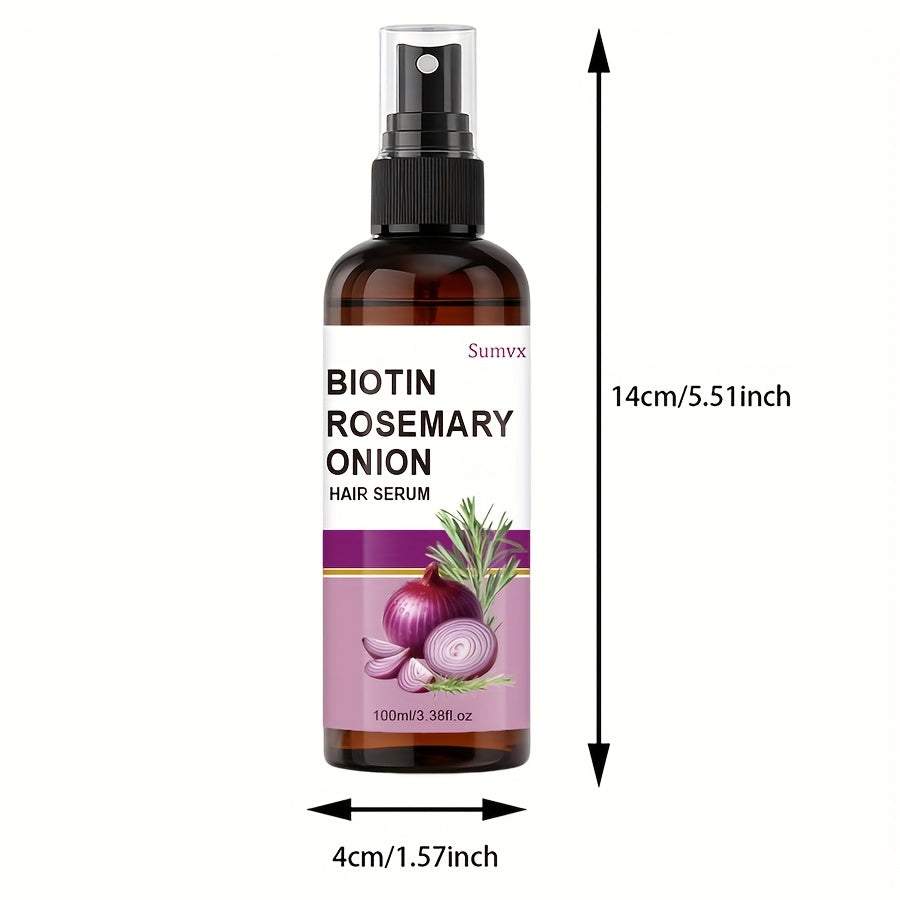 Strengthening Hair Serum Spray with Biotin, Rosemary And Onion Oil - for Damaged, Brittle Hair - Breakage And Frizz, Enhances Shine And Scalp Health - for All Hair Types, Hair Serum, Promotes Growing Hair, Detangling Spray, Leave In Hair Conditioner