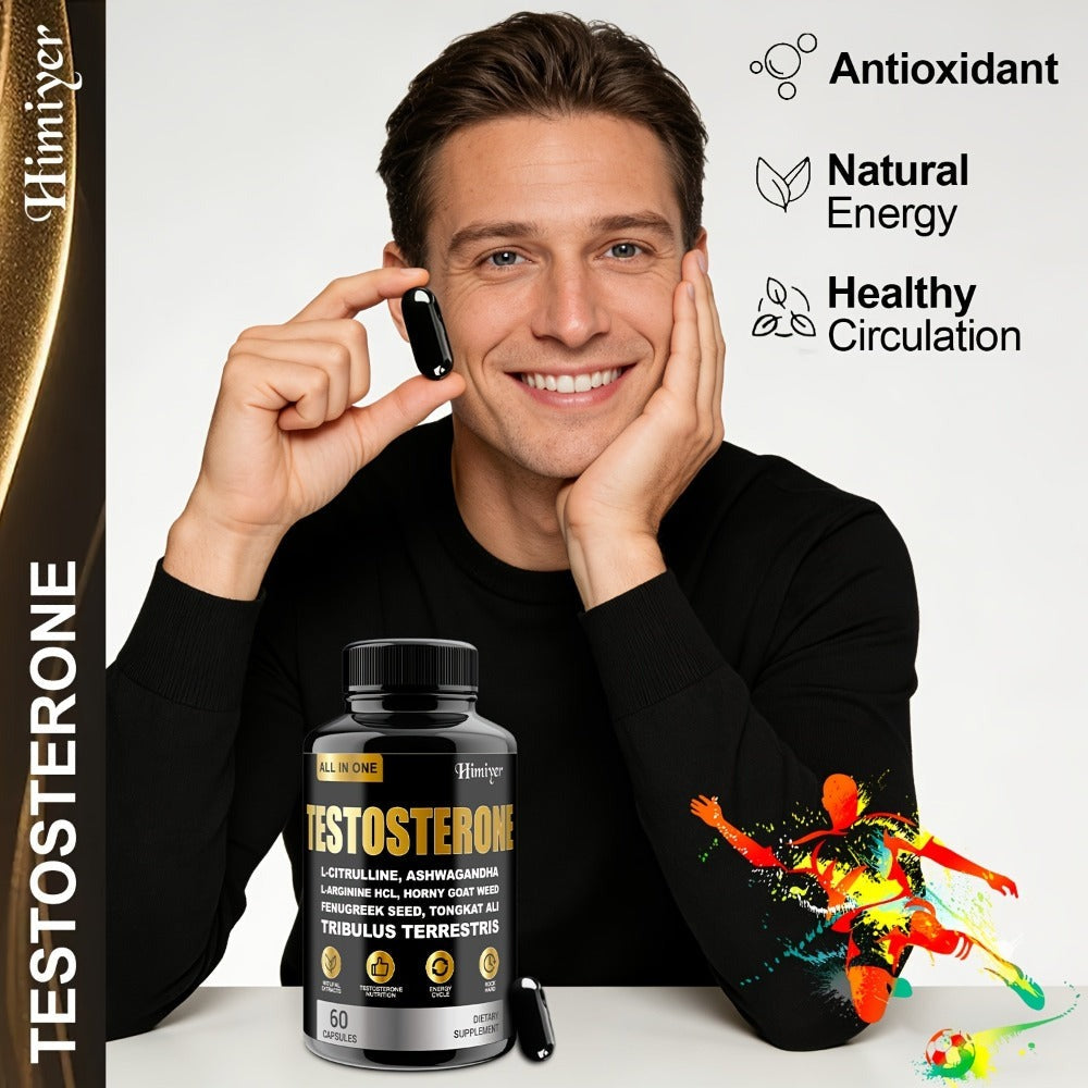 Rock Hana Male Testosterone Capsules, Male Testosterone, Vitamin Supplement - Contains L-Citrate, Asuganda, Male Goat's Foot Grass, Wild Vegetable Seed, Epimedium Extract, Maca, Indian Ginseng - Blue Chew for Men - Adult Enlargement Supplement, Muscl