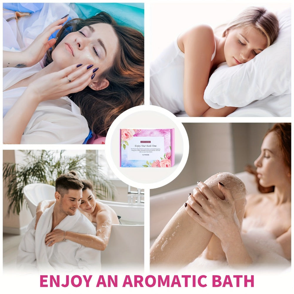 Christmas Gift Women's Bath Bomb Set, 12pcs Handmade Essential Oil Scented Bath Salt Balls for Skin Moisturization, Handmade Bubble Bath and Foam Bath, Suitable for Valentine's Day/Birthday Gifts, an Ideal Exquisite Gift for Female Friends