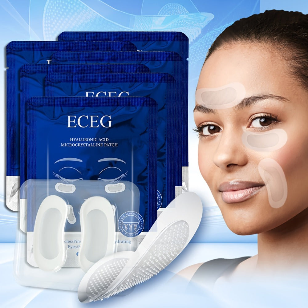 Microneedle Dissolving Eye Patches Hyaluronic Acid Under Eye Nasolabial Fold Anti-Wrinkle Overnight Hydrating Skin Care Treatment 6 Pairs 3 Boxes