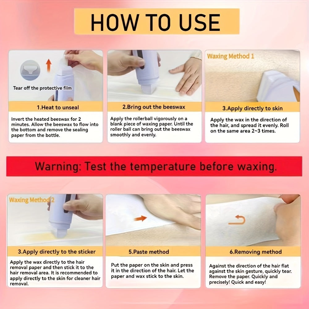Hair Removal Wax Warmer, Portable Wax Machine Roller for Women Men, Waxing for Soft Wax Heater, Roll-On Design for Travel Home Use, Solely Roller