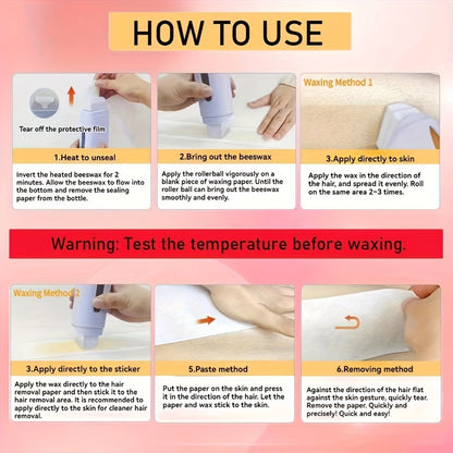 Wax Warmer Roller Kit for Hair Removal — Portable Electric Roll-On Soft Wax Heater for Women & Men, At-Home & Salon Waxing, Smooth Glide Applicator, Travel-Friendly (Light Pink/Green/Blue/White)