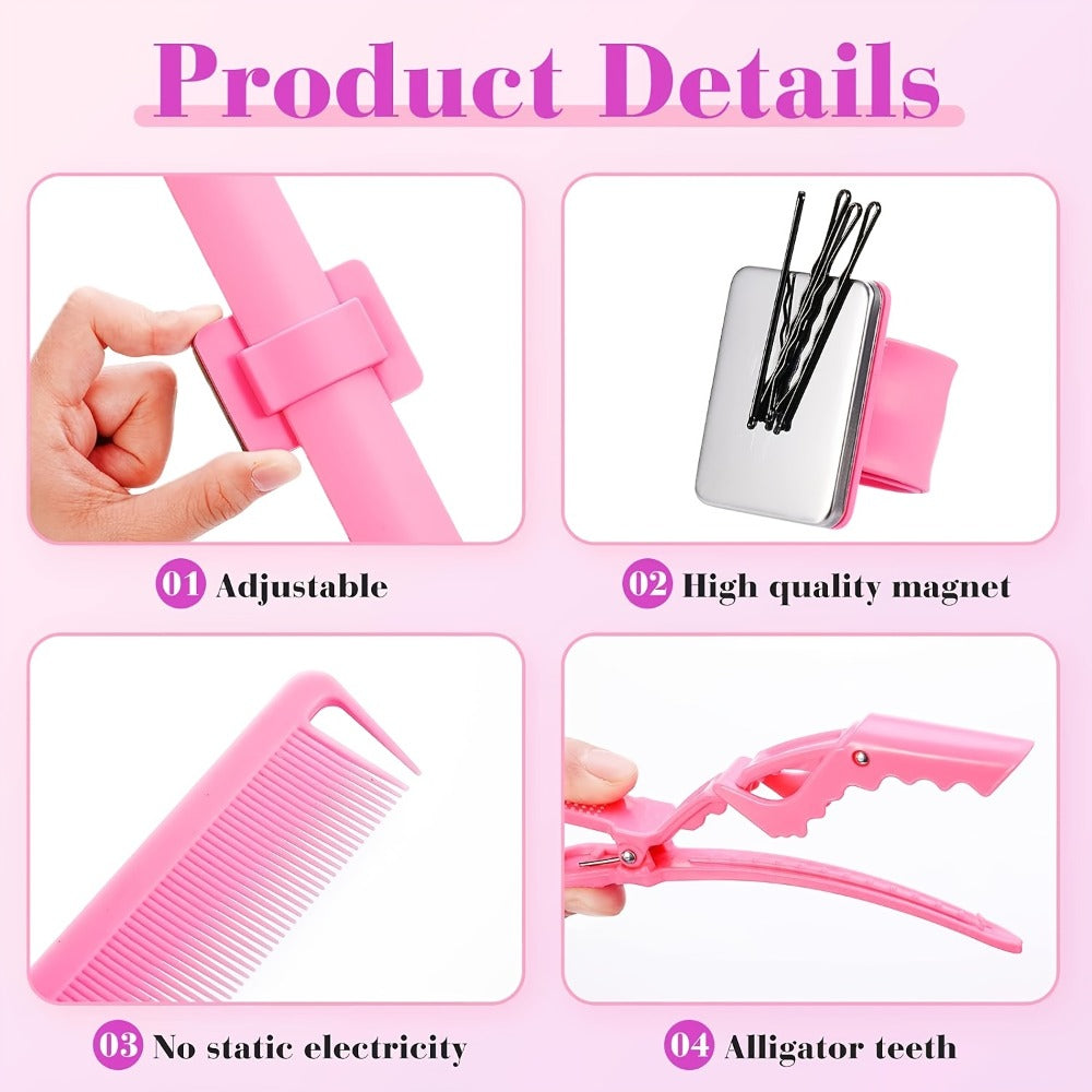 Iron Wrist Bracelet for Curling Hair, Silicone Patting Hair Styling Separator, Crocodile Clip for Hair Salon, Hair Clip for Perming and Dyeing, Bangs Positioning Clip