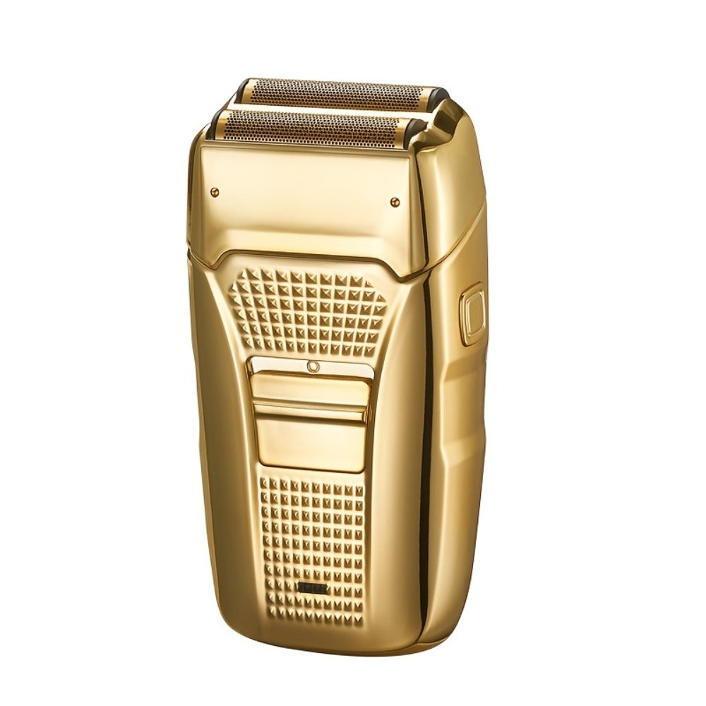 Men's Electric Foil & Bald Shaver with Rechargeable Dual Shaver Head - Cordless Wet/ Use,, Design, Lithium-Ion, 4-in-1 Attachments Compatible, -C Fast, Golden & Black Modern Design for Wet/ Shaving - Ideal for Sensitive Beige & Bald Heads (Flagship Model)