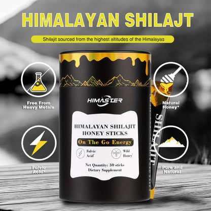 Shilajit Honey Sticks with Saffron – Himalayan Shilajit 85+ Trace Minerals & 75% Fulvic Acid for Energy, Vitality & Stamina | 30 Sticks | For Men & Women | ShopVora UK